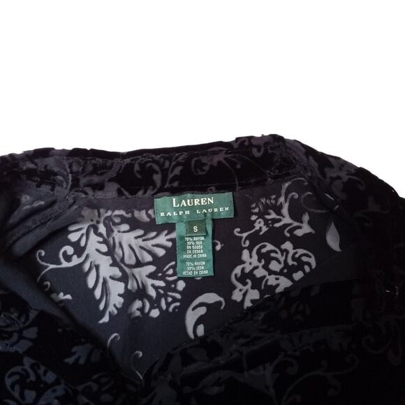 Ralph Lauren Button Up Blouse Top Rayon Silk Women's Small Lace See Thru Black - Picture 5 of 7